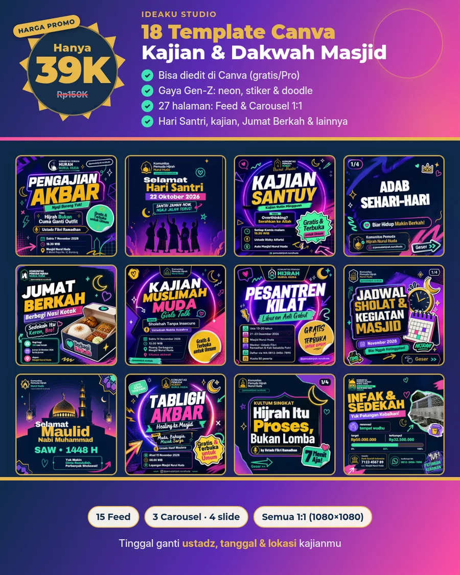 18 Template Canva Kajian & Dakwah Masjid