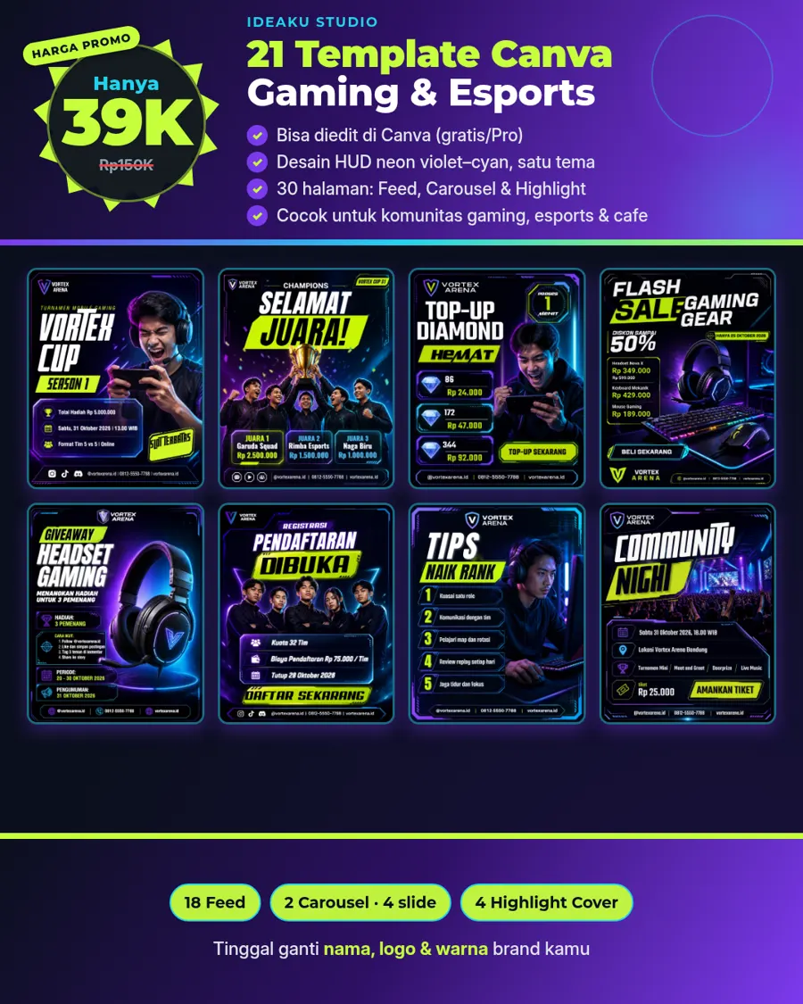 21 Template Canva Gaming & Esports