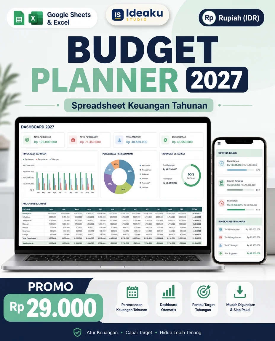 Budget Planner 2027 Rupiah (Excel & Google Sheets)