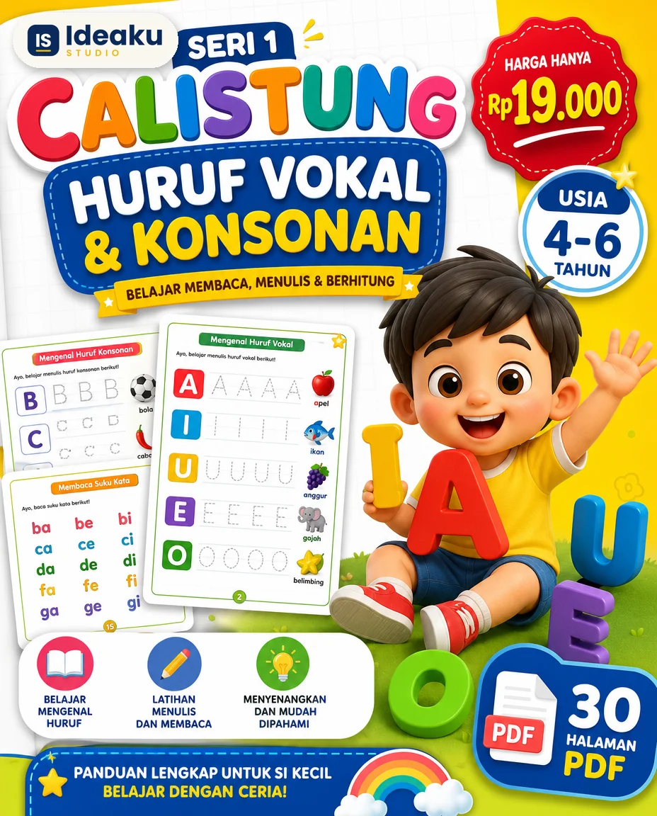 Calistung Seri 1: Huruf Vokal & Konsonan