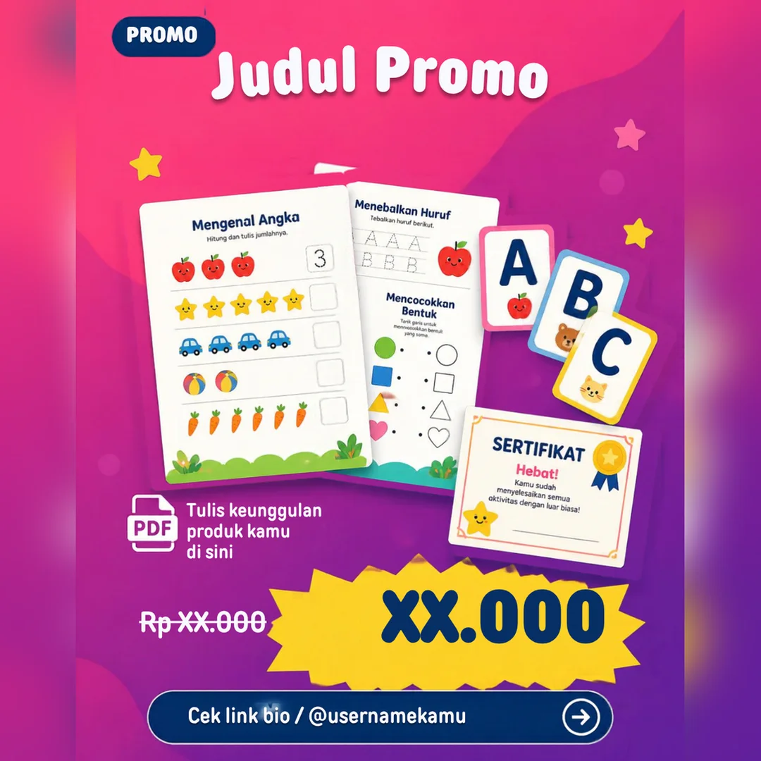 Free Template Promo IG Worksheet Anak