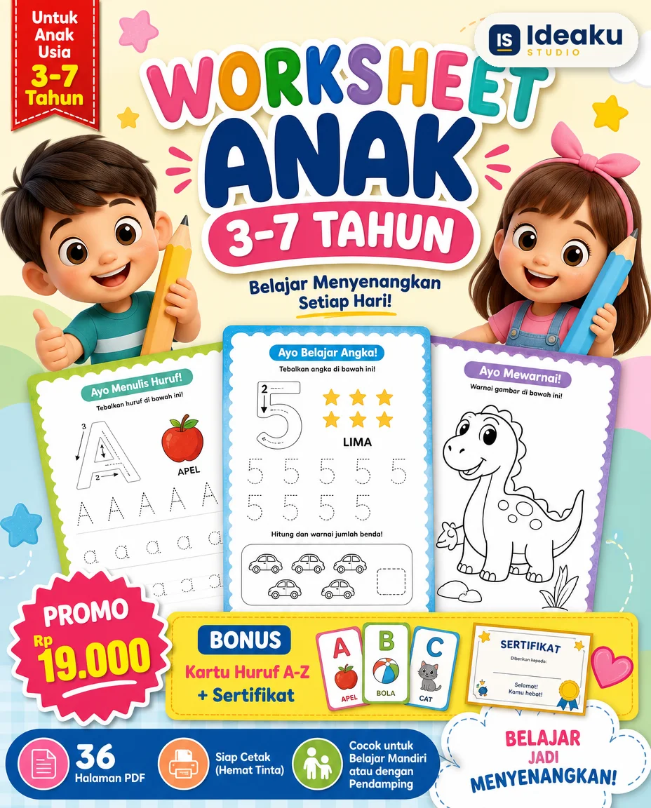 Worksheet Anak 3–7 Tahun